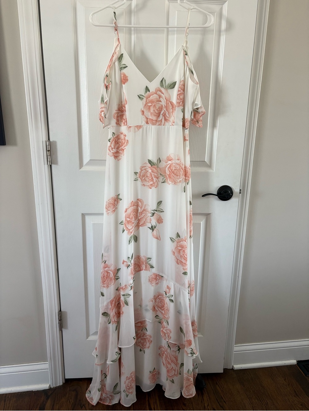 Lulu's White Maxi Dress with Floral Print